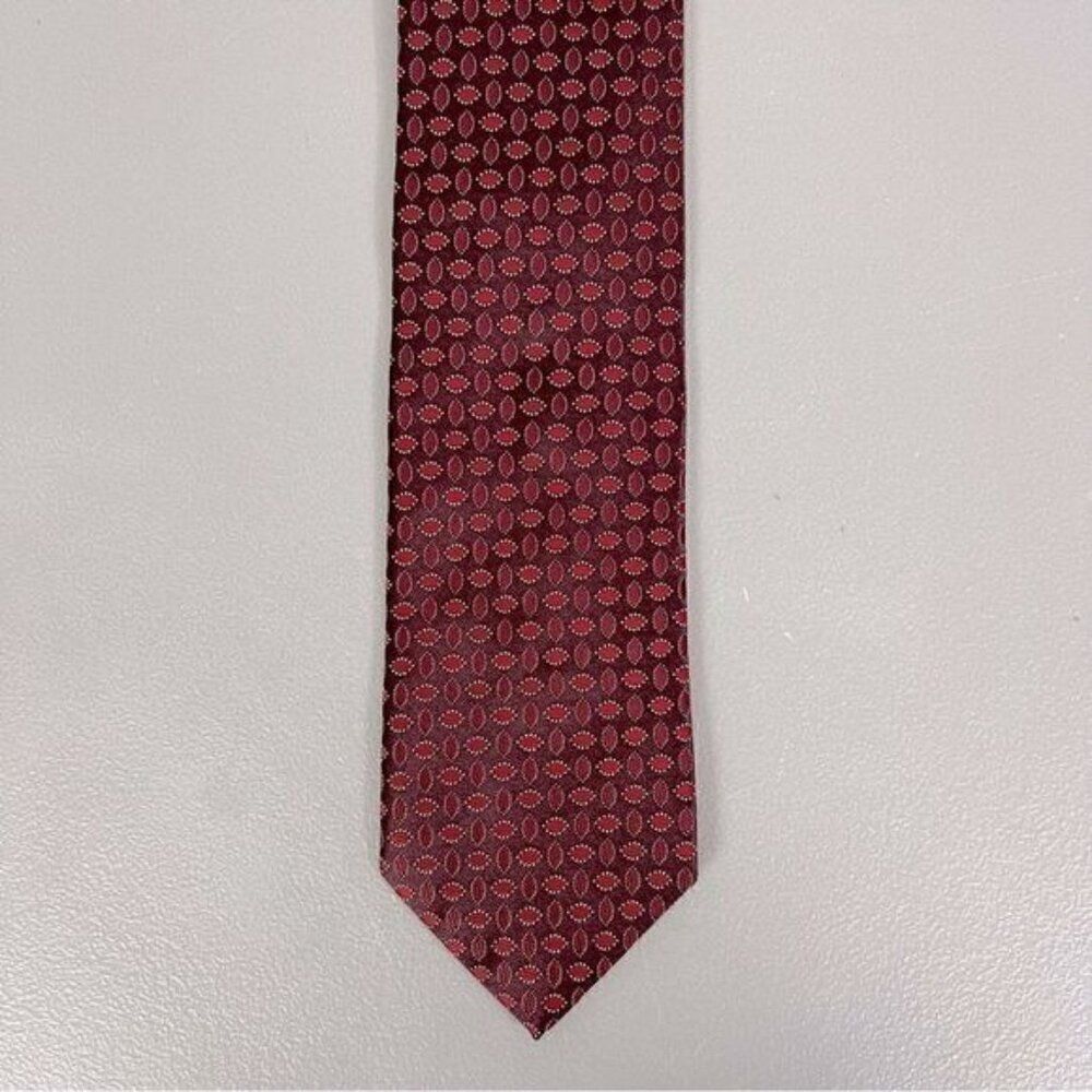 ERMENEGILDO ZEGNA MENS SILK TIE RED WITH DESIGN